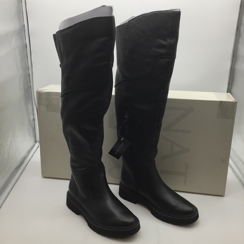 Naturalizer Scarlette Black Leather Over The Knee Wide Calf‎ Boots Womens 9W NEW